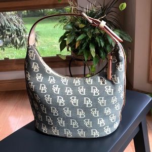 Dooney & Bourke Navy and Cream Signature Hobo Mini Bag